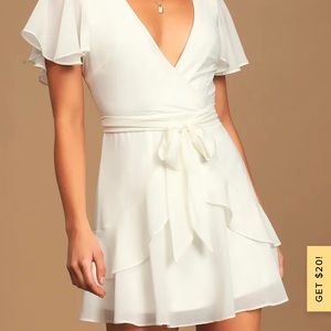 NWOT Lulus Sweet Like You White Ruffled Mini Dress